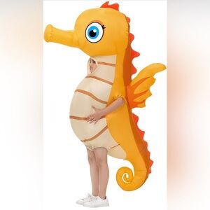Inflatable Seahorse Costume for Kids Blow Up Sea Ocean Animal